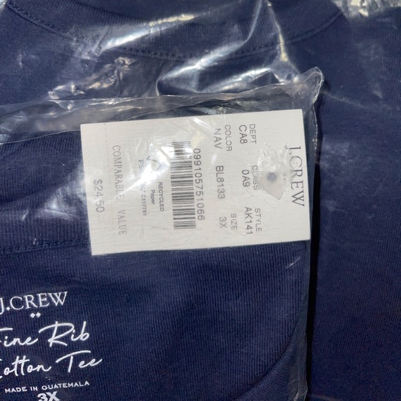 J. CREW Fine-Rib Tee Navy Short Sleeve Crewneck Perfect Fit T-Shirt - Picture 5 of 7